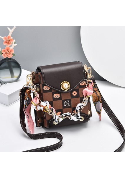 Ilkbahar ve Yaz Popüler Yabancı Stil Kız Cep Telefonu Çantası Kadınlar Için 2024 Yeni Dokulu Crossbody Çanta Niş Ekose Küçük Çanta (Yurt Dışından) modelleri