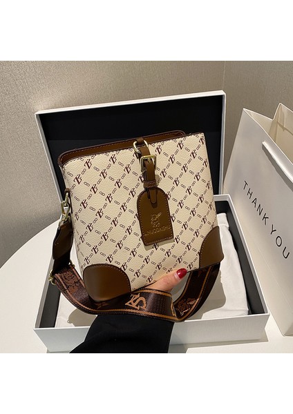 Kadınlar Için Çanta 2024 Yeni Kış Moda Baskılı Kadın Omuz Çantası Crossbody Çanta Batı Tarzı Kova Çanta (Yurt Dışından)