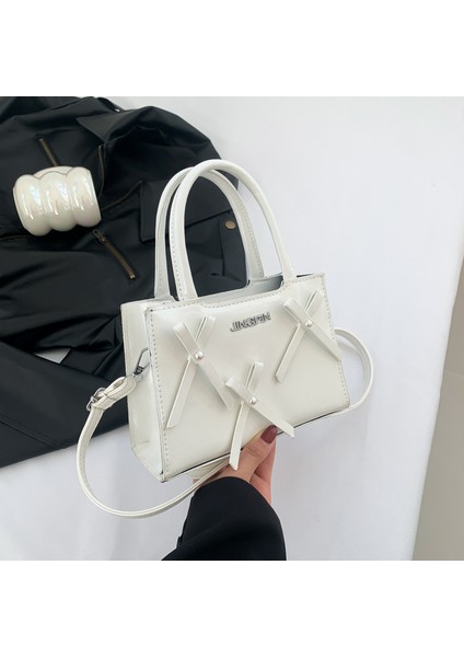 Kadınlar Için Dokulu Yay Çanta 2024 Yaz Yeni Stil Kadın Omuz Crossbody Çanta, Moda Kontrast Renkli Küçük Kare Çanta (Yurt Dışından)