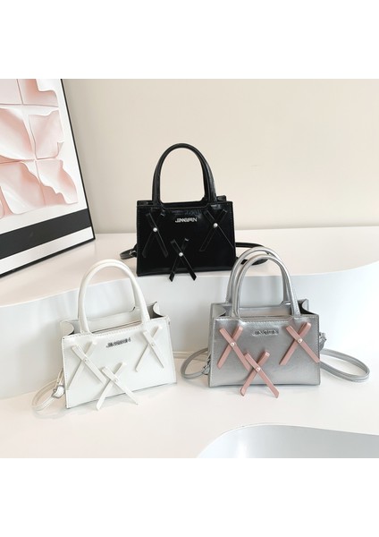 Kadınlar Için Dokulu Yay Çanta 2024 Yaz Yeni Stil Kadın Omuz Crossbody Çanta, Moda Kontrast Renkli Küçük Kare Çanta (Yurt Dışından) indirimleri