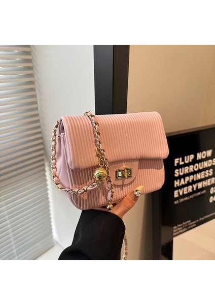 Kore Versiyonu Düz Renk Çizgili Çok Yönlü Omuz Çantası 2024 Yeni Bahar Xiaoxiangjia Moda Çanta Zinciri Kadınlar Için Crossbody Çanta (Yurt Dışından) fiyatları