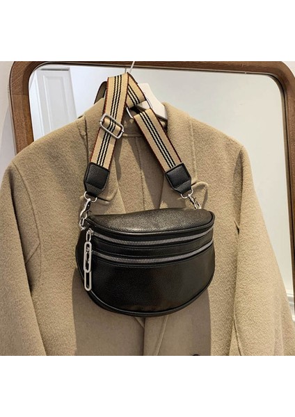 2024 Yeni Geniş Omuz Askılı Bel Çantası, Modaya Uygun ve Popüler Yabancı Stil Tek Omuz Kadın Çantası, Çapraz Çanta, Çok Yönlü Ins Atmosferik Göğüs Çantası (Yurt Dışından) fırsatları