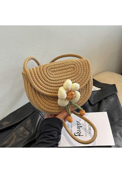 Çiçek Yaz Yeni Stil Kişiselleştirilmiş Pamuk Örgülü Plaj Tatil Tarzı Kadınlar Için Renkli Moda Tek Omuz Çapraz Vücut Eyer Çantası (Yurt Dışından)