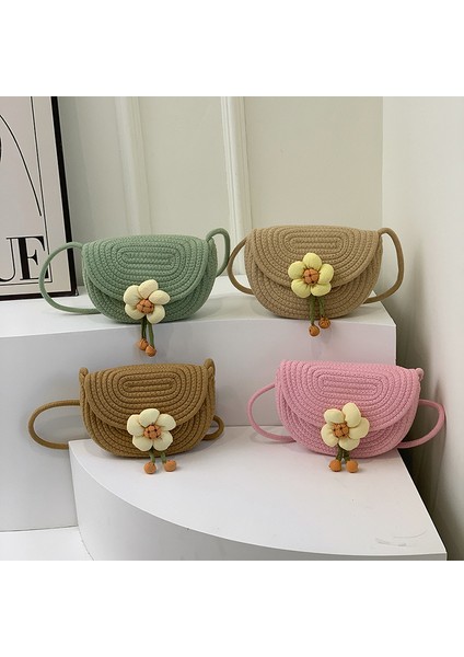 Çiçek Yaz Yeni Stil Kişiselleştirilmiş Pamuk Örgülü Plaj Tatil Tarzı Kadınlar Için Renkli Moda Tek Omuz Çapraz Vücut Eyer Çantası (Yurt Dışından)