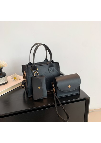 Kadınlar Için High-End Eşkenar Dörtgen Üç Parçalı Çanta 2024 Yeni Moda Çok Yönlü Omuz Çantası Batı Tarzı Crossbody Küçük Kare Çanta (Yurt Dışından) modelleri