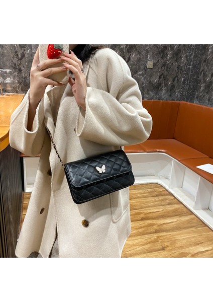 Kadınlar Için Çanta 2024 Sonbahar ve Kış Yeni Stil Kelebek Zincir Çanta Kore Tarzı Moda Eşkenar Dörtgen Tek Omuz Crossbody Çanta Küçük Kare Çanta (Yurt Dışından) indirimleri