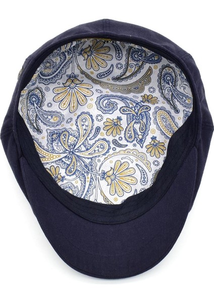 Erkek İngiliz Groovy Şapka Premium Keten Lacivert Kasket fırsatları