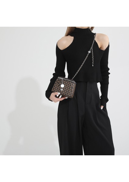 Hong Kong Tarzı Retro Zincir Çanta 2024 Yeni Mini Kadın Çantası Sınır Ötesi Doku Omuz Çantası Kişiselleştirilmiş Leopar Desenli Crossbody Çanta Trendi (Yurt Dışından)