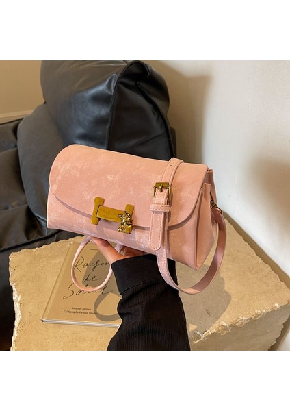 Kadınlar Için Üst Düzey Niş Çok Yönlü Deri Kadife Çanta 2024 Moda Banliyö Omuz Çantası Bahar Yeni Stil Crossbody Çanta (Yurt Dışından)