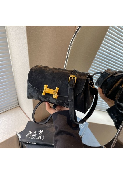 Kadınlar Için Üst Düzey Niş Çok Yönlü Deri Kadife Çanta 2024 Moda Banliyö Omuz Çantası Bahar Yeni Stil Crossbody Çanta (Yurt Dışından)