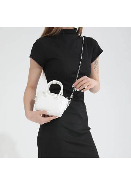 Sevimli Sıcak Kız Mini Crossbody Kabuk Çanta 2024 Ilkbahar ve Yaz Yeni Basit Boncuk Zincir Omuzdan Askili Çanta El Kadın Çantası (Yurt Dışından) indirimleri