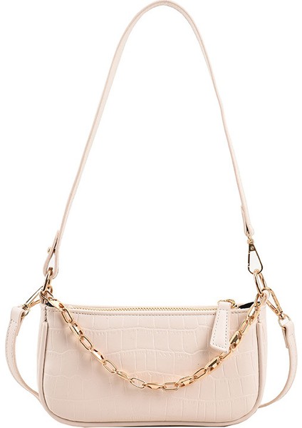 Sınır Ötesi Ins Tarzı Zincir Dekore Edilmiş Kişiselleştirilmiş Çanta Kadınlar Için 2024 Yeni Stil Basit Taş Desen Moda Omuz Çantası (Yurt Dışından)