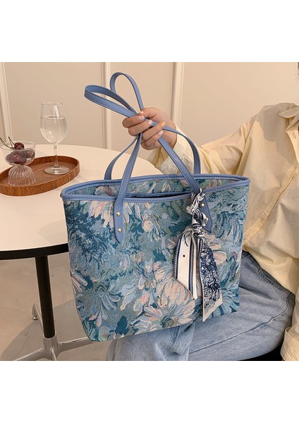 Işe Gidip Gelirken Büyük Kapasiteli Çanta 2024 Sonbahar ve Kış Yeni Kadın Çantası Moda Retro Omuzdan Askili Çanta Popüler High-End Tote Çanta (Yurt Dışından) modelleri