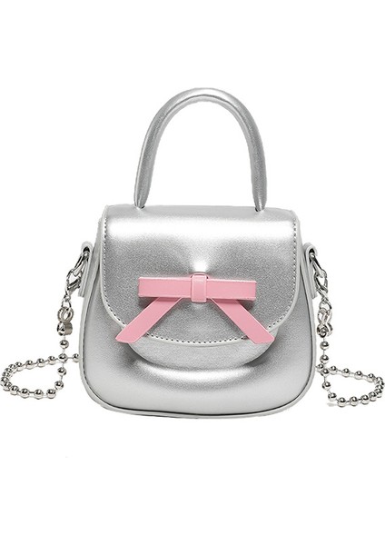 Kore Moda Çanta 2024 Bahar Yeni Kadın Çantası Sevimli Yay Omuz Çantası Mini Zincir Crossbody Çanta (Yurt Dışından)