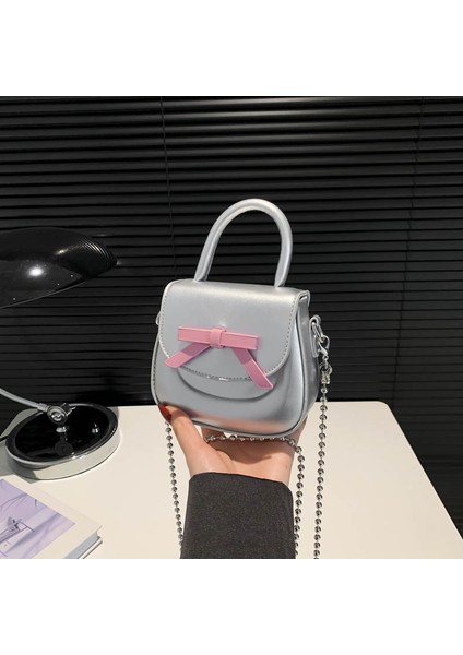 Kore Moda Çanta 2024 Bahar Yeni Kadın Çantası Sevimli Yay Omuz Çantası Mini Zincir Crossbody Çanta (Yurt Dışından) fiyatları