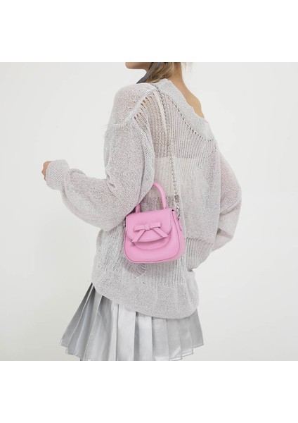 Kore Moda Çanta 2024 Bahar Yeni Kadın Çantası Sevimli Yay Omuz Çantası Mini Zincir Crossbody Çanta (Yurt Dışından) fırsatları