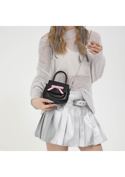 Kore Moda Çanta 2024 Bahar Yeni Kadın Çantası Sevimli Yay Omuz Çantası Mini Zincir Crossbody Çanta (Yurt Dışından) indirimleri