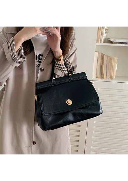 Büyük Kapasiteli Retro Evrak Çantası, Çok Yönlü Çapraz Çanta, Kadınlar Için Günlük Işe Gidip Gelme Postacı Çantası (Yurt Dışından)