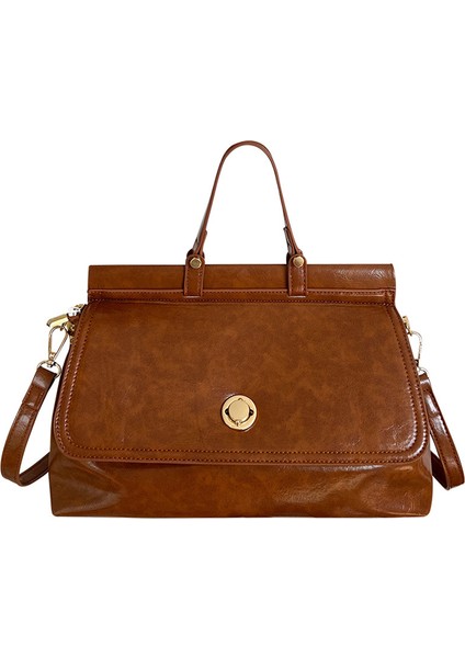 Büyük Kapasiteli Retro Evrak Çantası, Çok Yönlü Çapraz Çanta, Kadınlar Için Günlük Işe Gidip Gelme Postacı Çantası (Yurt Dışından)