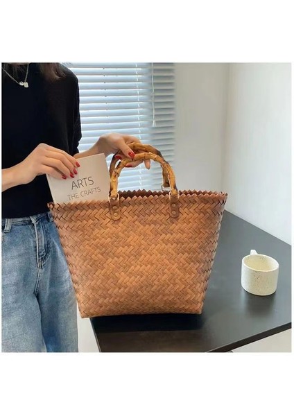 Yeni Stil Orman El Dokuma Çanta Büyük Kapasiteli Ins Internet Ünlü El Taşıma Kadın Çantası Moda El Alışveriş Çantası Plaj Çantası (Yurt Dışından) indirimleri