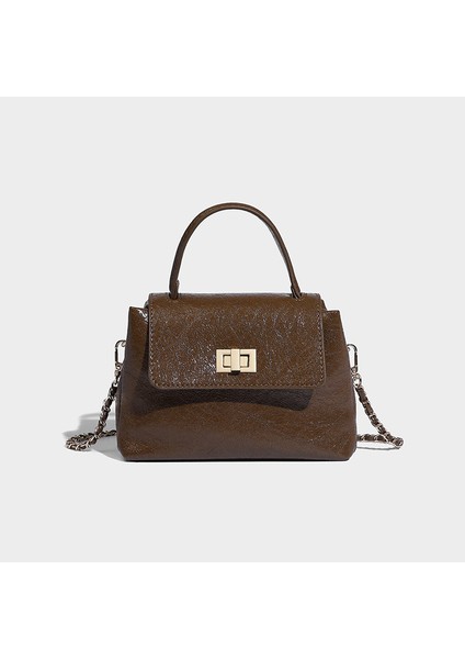 Zarf Çanta Kadın Crossbody Çanta Yüksek Kaliteli Buruşuk Mumlu Deri Omuz Çantası Büyük Kapasiteli Kadın Çantası (Yurt Dışından)
