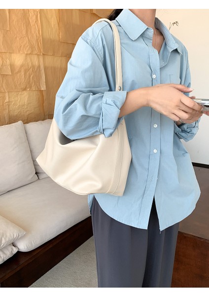 Büyük Kapasiteli Kadın Çantası Yumuşak Deri Pu Omuz Çantası Kadın Üst Düzey Retro Crossbody Çanta (Yurt Dışından)