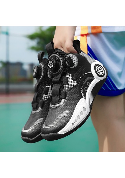 Erkek Ayakkabıları Gençlik Basketbol Profesyonel Pratik Öğrenci Ayakkabıları Erkek Büyük Çocuk Dönen Düğme Spor Ayakkabıları (Yurt Dışından)
