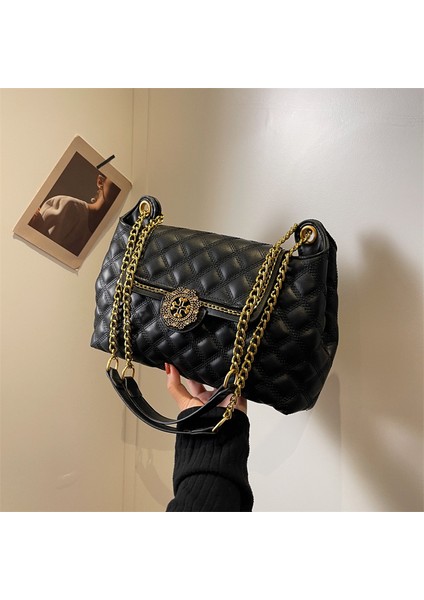 Elmas Zincir Çanta Kadın Büyük Kapasiteli Moda Sonbahar ve Kış Çok Yönlü Üst Düzey Kadın Omuz Crossbody Çantası (Yurt Dışından)