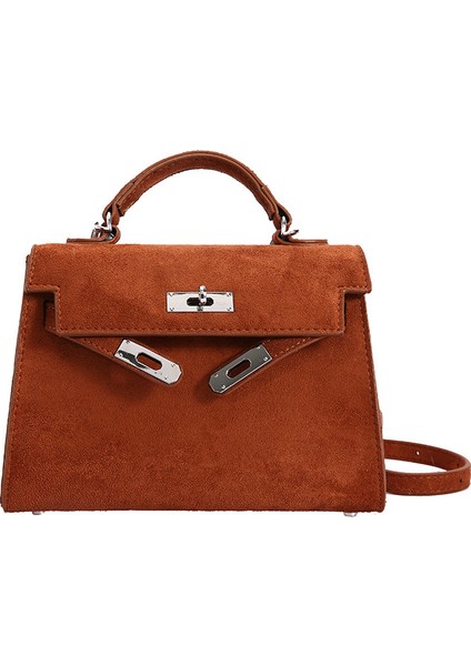 Kadınlar Için Üst Düzey Küçük Çanta, Modaya Uygun Geyik Derisi Kadife Kelly Çantası, Retro Çok Yönlü Omuz Çapraz Askılı Çanta (Yurt Dışından)