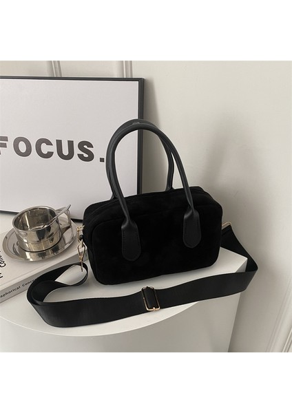 Crossbody Çanta Kızlar Üst Düzey Niş Çanta 2023 Yeni Süet Küçük Kare Çanta Basit Omuz Çantası (Yurt Dışından)