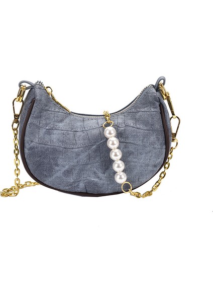 Kadınlar Için Niş Tasarım Mektubu Hilal Çanta 2024 Yeni Üst Düzey Doku Çanta Zinciri Crossbody Koltuk Altı Çantası (Yurt Dışından)