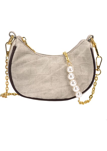 Kadınlar Için Niş Tasarım Mektubu Hilal Çanta 2024 Yeni Üst Düzey Doku Çanta Zinciri Crossbody Koltuk Altı Çantası (Yurt Dışından)