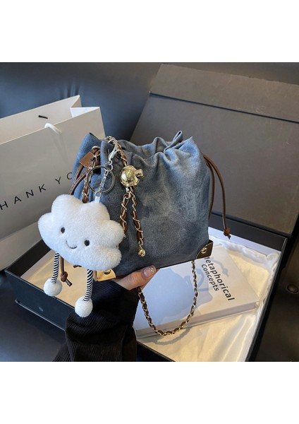 Kadınlar Için Kore Tarzı Çanta, Üst Düzey ve Çok Yönlü Kova Çantası, Yeni Niş Tasarım, Kadınlar Için Pilili Zincir Omuz Çapraz Askılı Çanta (Yurt Dışından)