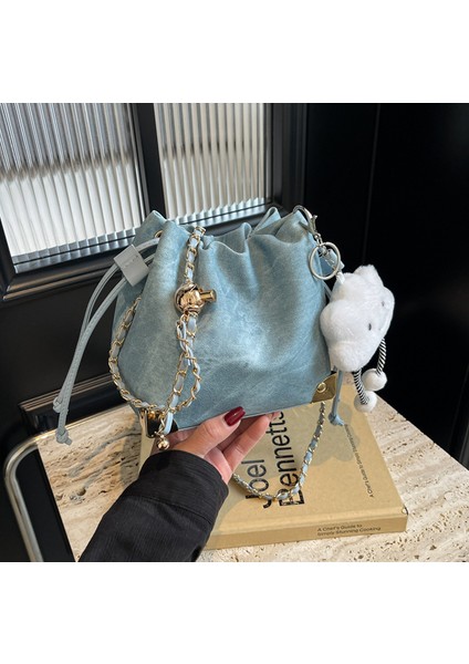 Kadınlar Için Kore Tarzı Çanta, Üst Düzey ve Çok Yönlü Kova Çantası, Yeni Niş Tasarım, Kadınlar Için Pilili Zincir Omuz Çapraz Askılı Çanta (Yurt Dışından)