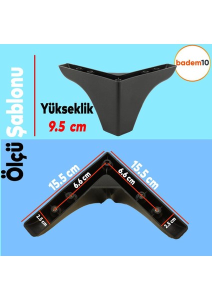 20'li Set Rose Berjer Mobilya Koltuk Kanepe Tv Ünitesi Yükseltme Destek Ayağı 9.5 cm Siyah Ayakları fiyatları