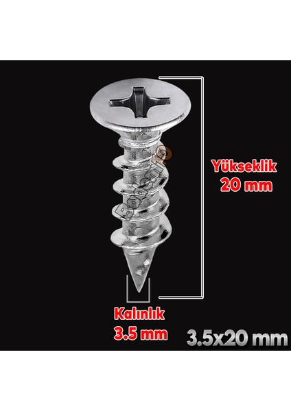 Sunta Vidası Sivri Uçlu Ahşap Tahta Ağaç Mobilya Ayak Kulp Vidası 3.5X20 mm Paket 1000 Adet fiyatları