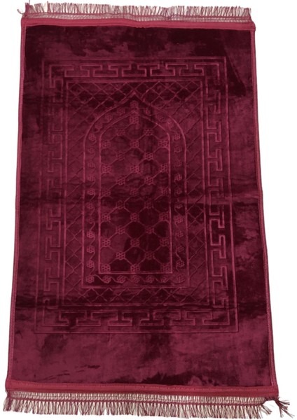 Lüx Kalın Peluş Yumuşak Kaymaz Taban Seccade 80 x 120 Bordo