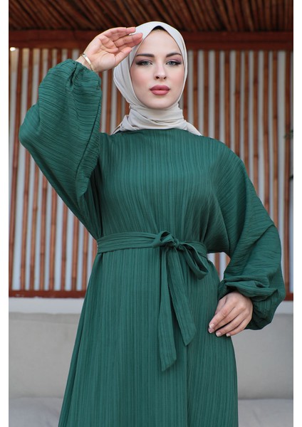Oversize Balon Kol Elbise-Lara Kumaş