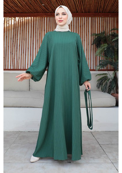 Oversize Balon Kol Elbise-Lara Kumaş