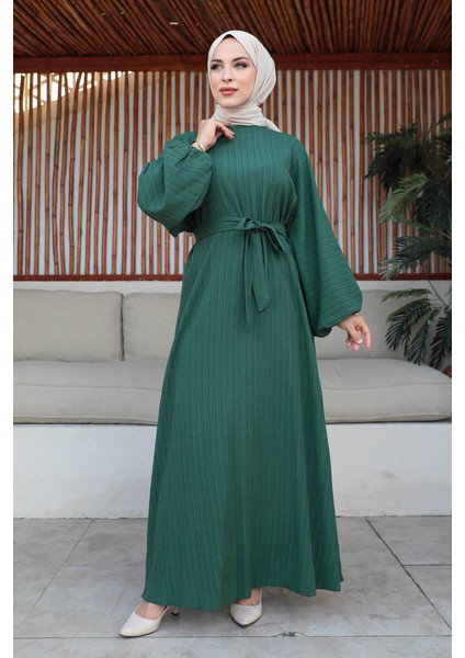 Oversize Balon Kol Elbise-Lara Kumaş