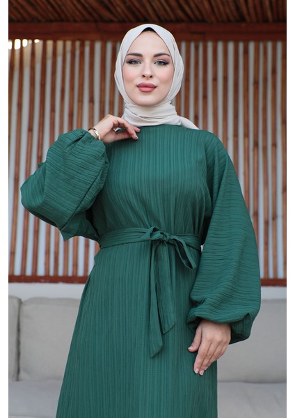 Oversize Balon Kol Elbise-Lara Kumaş