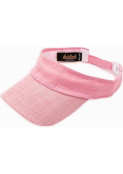 Kadın Pembe Keten Vizör Şapka