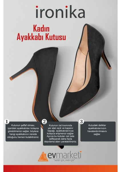 Ironika 10 Adet Kadın Ayakkabı Kutusu Şeffaf Ayakkabı Istifleme Saklama Kutusu