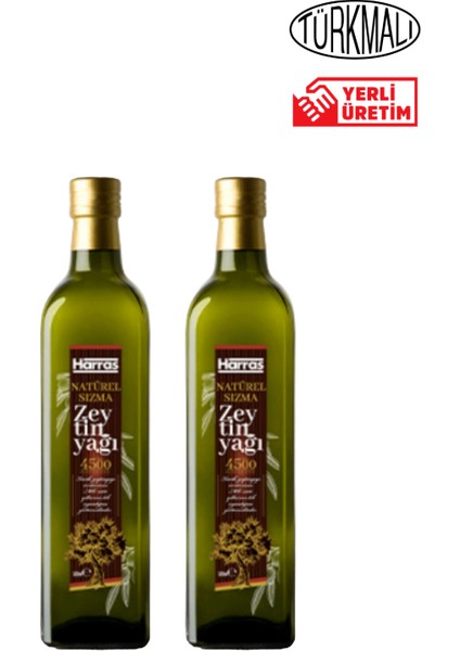 Zeytinyağı Sızma 500 ml x 2 Adet Harras Cam Şişe