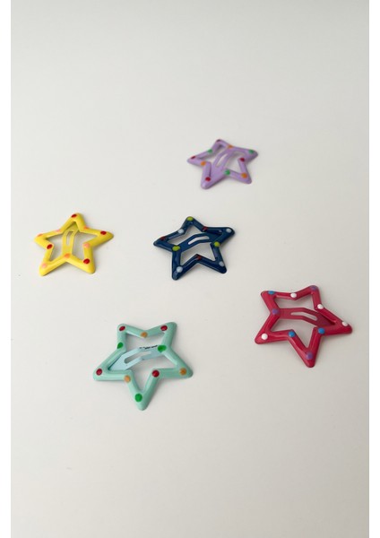 Renkli 5 Li Yıldız Çıtçıt Star Toka (Ölçü:3cm)