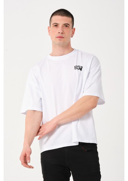 Erkek Bisiklet Yaka Logo Detaylı Oversize T-Shirt fiyatları