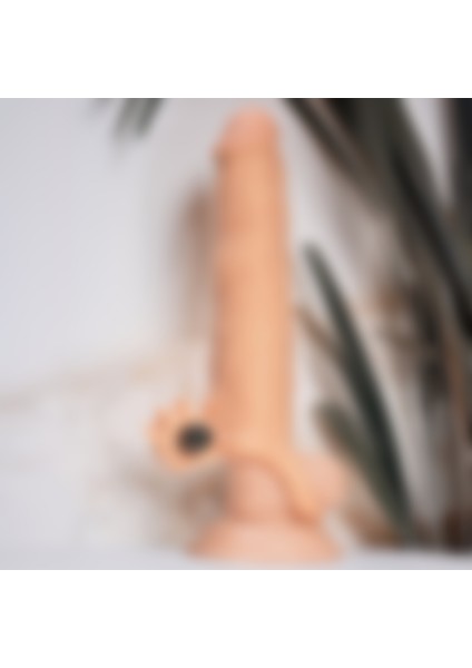 Titreşimli Gerçekçi Penis Dokusunda 7 cm Uzatmalı Penis Kılıfı Penis Uzatan Dolgulu Prezervatif