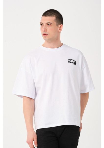 Erkek Bisiklet Yaka Logo Detaylı Oversize T-Shirt modelleri