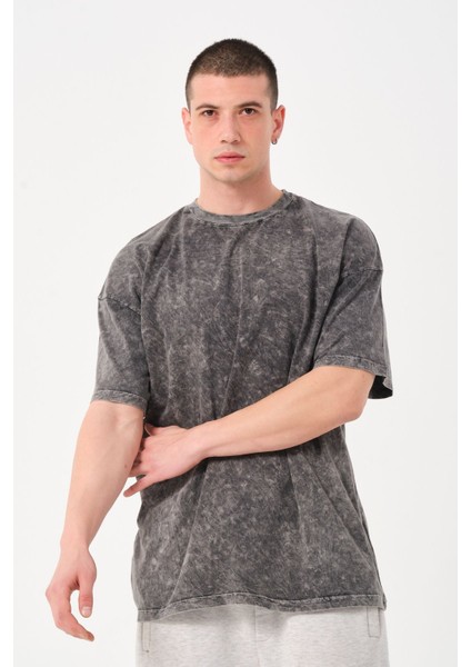 Erkek Bisiklet Yaka Oversize Yıkamalı T-Shirt fiyatları