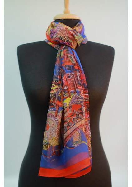 Kırmızı Lacivert Gold Ipek